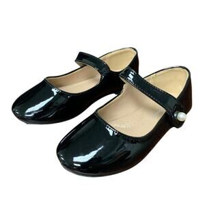 Funky Monkey Little Girl Size 11 Black Shiny Faux Leather Mary Jane Dress Shoes